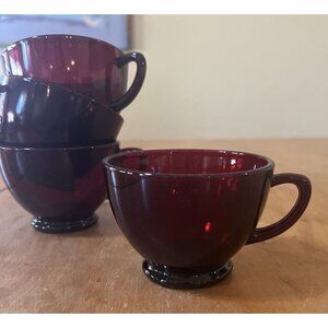 4 Vintage Royal Ruby Red Punch Cup Glass Drinkware